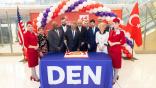 Denver International Airport Turkish airlines cake cutting ceremony