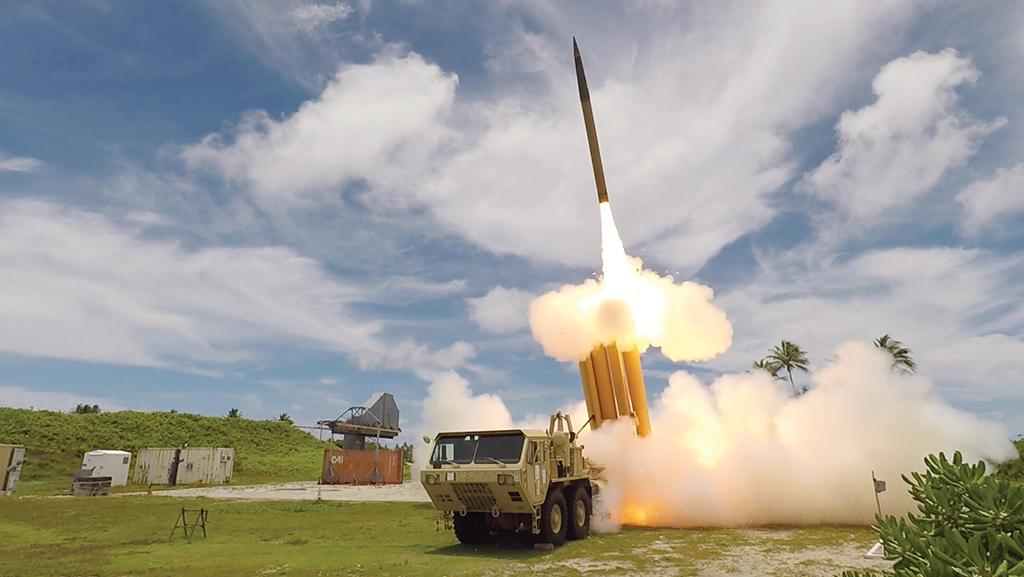 Talon missile being launched from ground vehicle